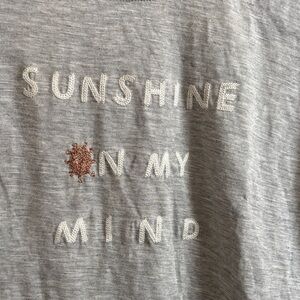 LC Lauren Conrad Heather Gray Tee with Embroidered Text